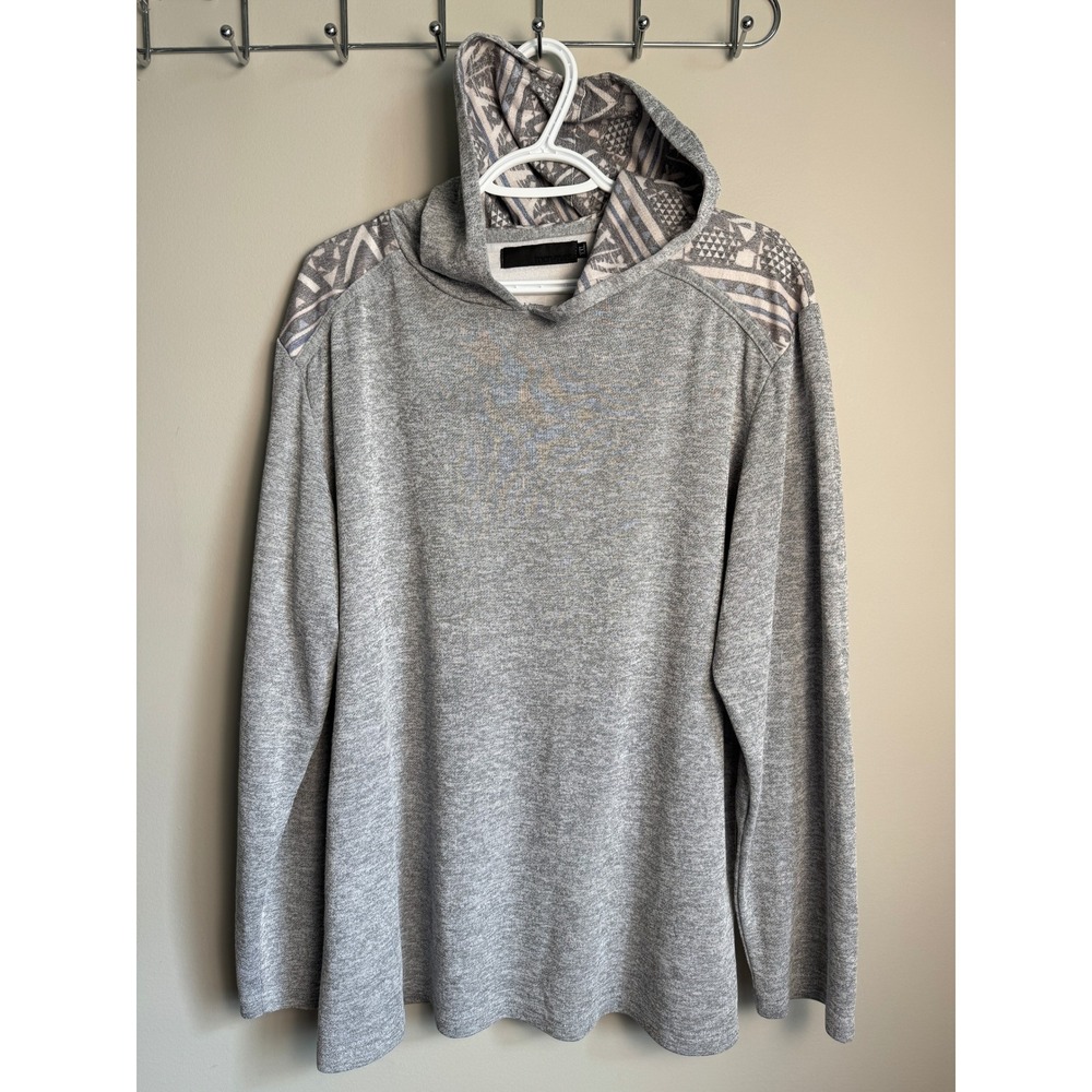 Matmes Mens Gray Tribal Aztec Southwest Pullover Hoodie XXL Boho Casual Street